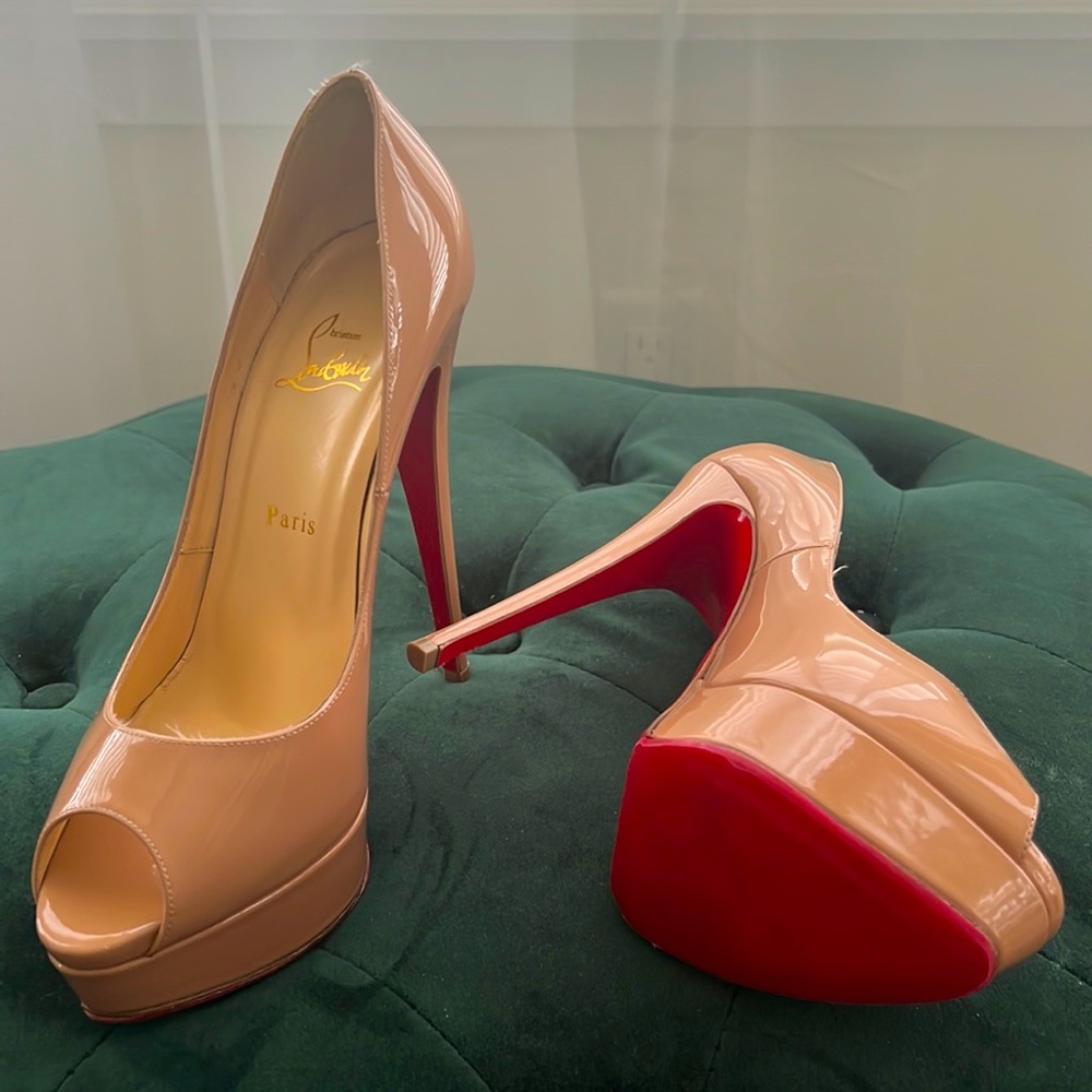 Authentic Christian Louboutin Lady Peep Sling Pump
